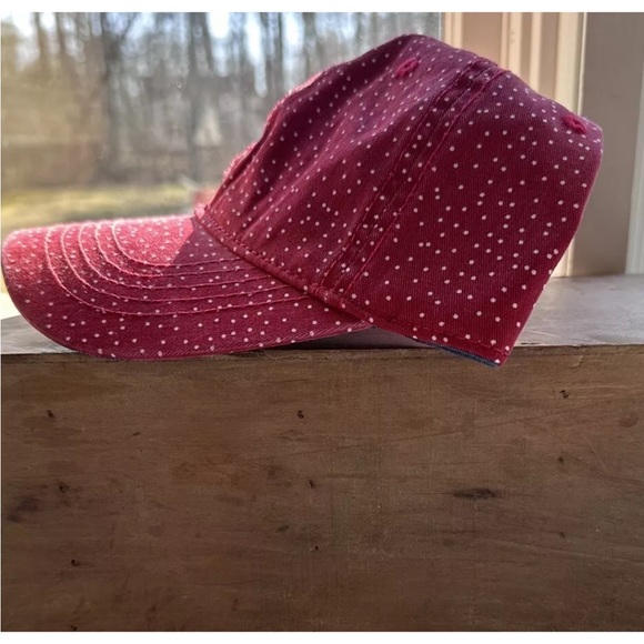 Womens Polka Dot Red Baseball Cap Adjustable Hat - Picture 5 of 5